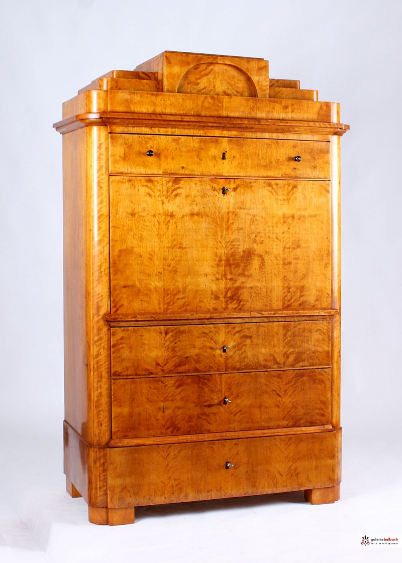 Antiker Sekretär aus hellem Holz mit Geheimfächern, Biedermeier um 1830