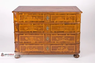 Individual living - with an antique piece of furniture!

This chest of drawers exists exactly once. The carpenter must have been a true master of his trade, because all the inlays fit together perfectly and the drawers still run smoothly today, almost 290 years later.

Respect for this great craftsmanship!