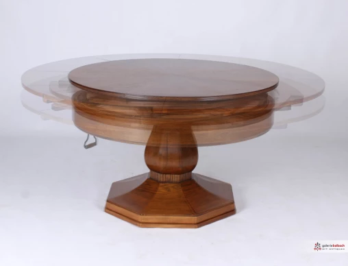Antiker runder Esstisch, außergewöhnlicher Vergrößerungsmechanismus - Werkstatt Josef Seiler in Liegnitz
Eiche
1920er Jahre