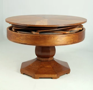 Round dining table, extendable