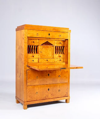 Antique Biedermeier Birch Cabinet