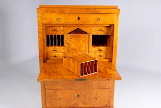 Antique Biedermeier Birch Cabinet
