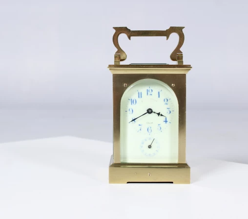 Antique Officer's Clock, Brass Travel Clock, Paul Behrens Lübeck - Lübeck (?)
Brass, enamel, glass
Early 20th century