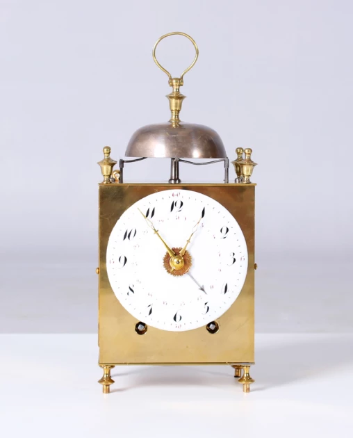 Antike Capucine Uhr mit Wecker, Carriage Clock, Frankreich um 1800 - Frankreich
Messing, Emaille
um 1800