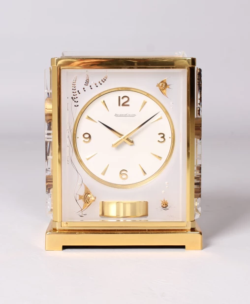 Jaeger LeCoultre, Atmos Uhr, Marina Poissons, Fische, 1962 - Schweiz
Messing, Plexiglas
Baujahr 1962