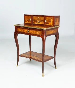 <p>France<br />
Rosewood, mahogany, maple, etc.<br />
Mid 19th century</p>