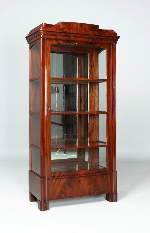 Antique glass cabinet, bookcase, three sides glass, Biedermeier c. 1835 - Berlin / Brandenburg
Mahogany
Biedermeier around 1835
