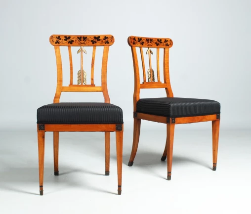 Pair of antique cherry chairs with inlays, Biedermeier c. 1810 - Hesse
Cherry tree
Biedermeier around 1810