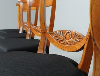 Six antique dining chairs, ash, c. 1800