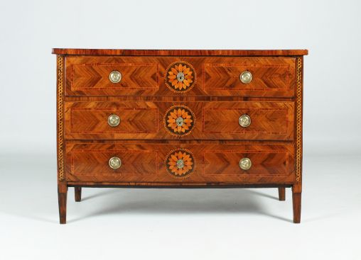 Antique Louis XVI chest of drawers with marquetry, inlays, Italy circa 1790 - Italy
Walnut, maple a.o.
Louis XVI around 1790