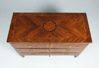 Cassettone italiano antico con intarsi Luigi XVI circa 1790