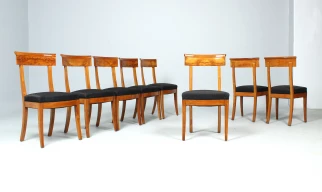 Eight Antique Biedermeier Chairs Cherry