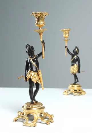 Paire de chandeliers nègres