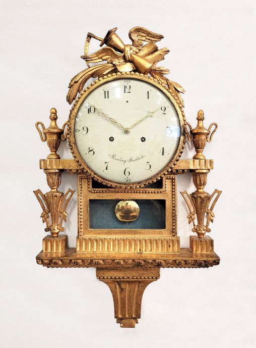 Horloge murale antique, cartel, bois sculpté doré, Suède vers 1800 - Suède
Bois doré
vers 1800