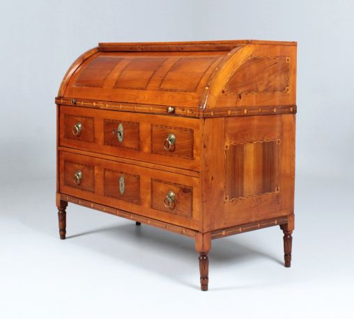 Secrétaire cylindrique classique, bureau Louis XVI, cerise - Bavière
Cerisier et autres.
Classicisme vers 1790