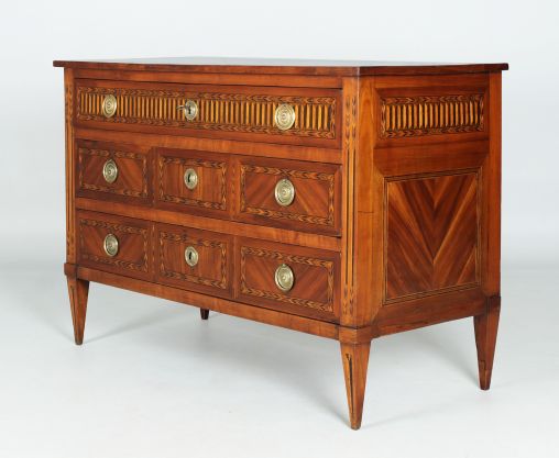 Louis XVI chest of drawers, secretary with marquetry, France c. 1785 - Eastern France
Cherry, plum and others
Classicism around 1785