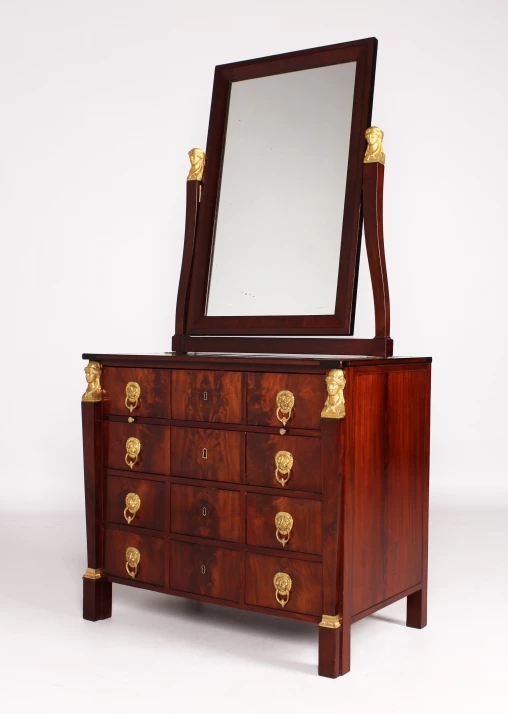 Chest of drawers with mirror, Empire c.1800, mahogany, stamped Chapuis - Brussels
Mahogany
Empire around 1810