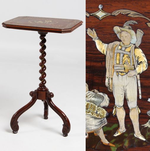 Antique side table with marquetry, rosewood, France around 1840 - France
Rosewood and others
Mid 19th century