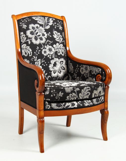 Fauteuil antique, Bergère, fauteuil, cerisier, Biedermeier, 19e siècle - France
Cerisier
première moitié du 19e s.