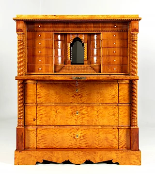 <p>Sweden<br />
Birch, mahogany<br />
Historicism - dated 1857</p>