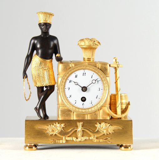 Piccolo orologio antico dell'Impero, matelot in miniatura, 1820 ca - Parigi
bronzo dorato a fuoco e patinato
inizio del XIX secolo