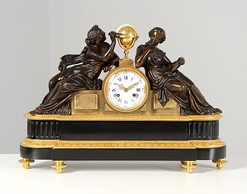 Antique mantel clock, Pendule Astronom, bronze, Paris, 19th century - Paris
Bronze, marble
Mid 19th century