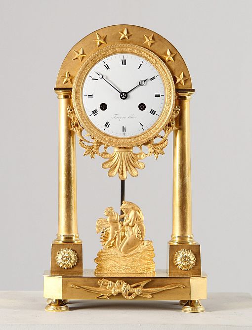 Small antique portal clock, fire-gilt bronze, France, 19th century. - France
Bronze, enamel
early 19th century
