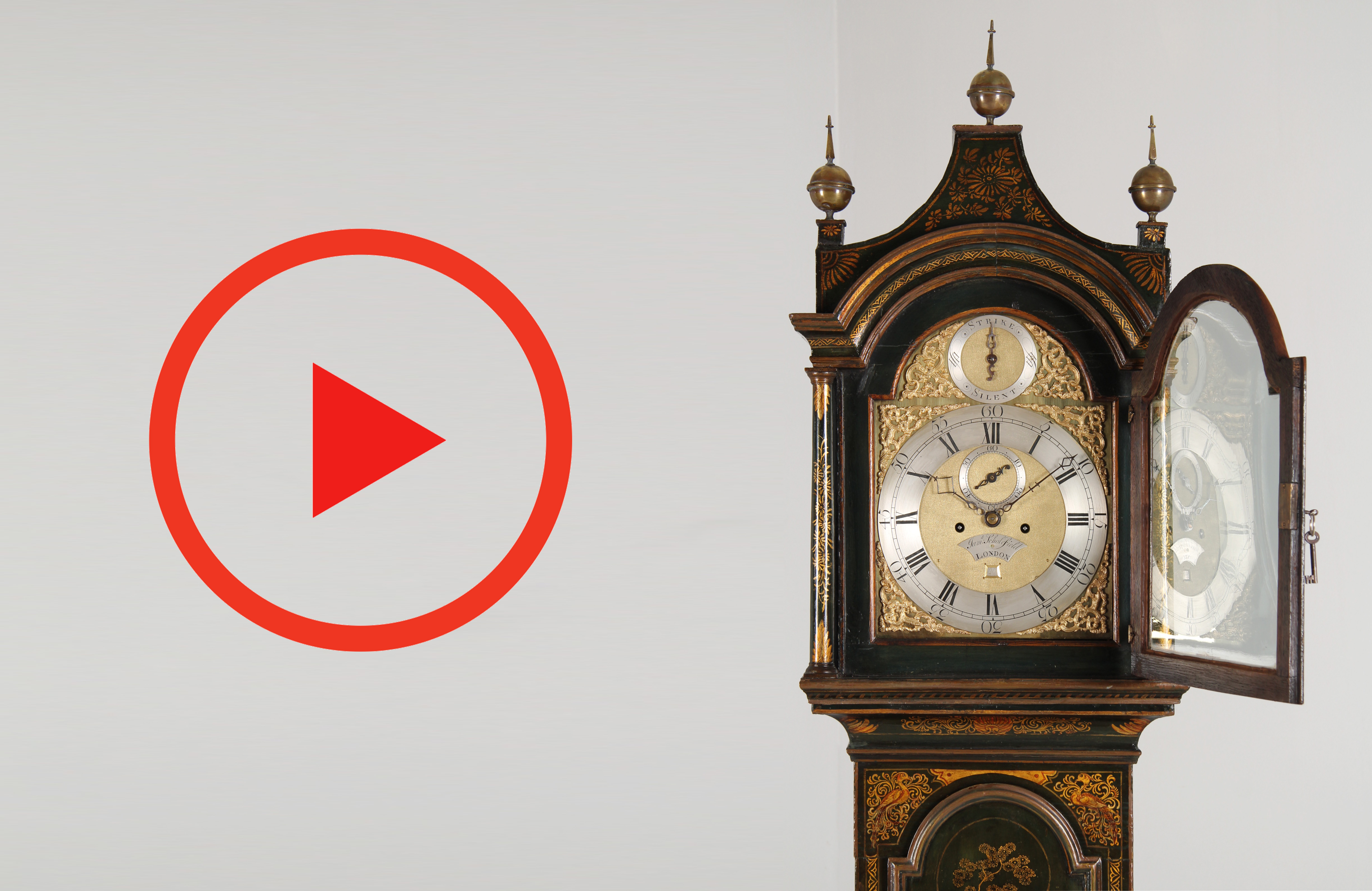 Antique English grandfather clock from around 1750 with