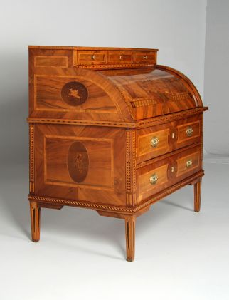 Antiker Zylindersekretär mit Marketerie