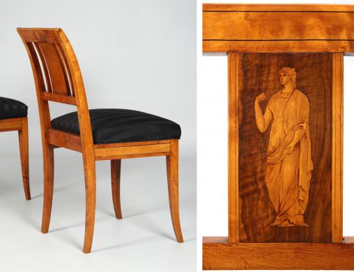 Four antique chairs, birch, Biedermeier, Empire, early 19th century - Denmark
Birch tree
early 19th century
