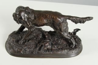 Jules Moigniez bronze hunting dog