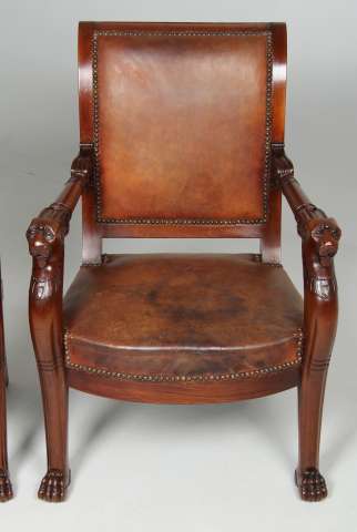 Sessel mit originalem Leder mit Patina