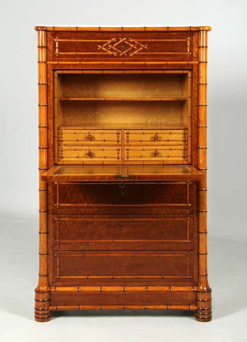 Kleiner antiker Faux Bamboo Sekretär, Japonismus um 1870 - Paris
Ahorn, Vogelaugenahorn
1870er Jahre