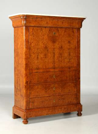 Antique French Louis Philippe secretary desk, ash wood with a grain finish