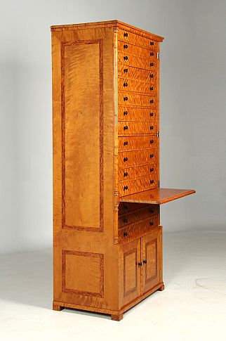 Armoire de collection ancienne en bouleau, 20 tiroirs