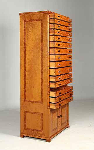 Armoire de collection ancienne en bouleau, 20 tiroirs