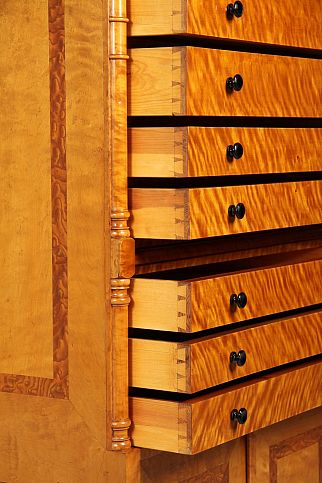 Armoire de collection ancienne en bouleau, 20 tiroirs, restaurée